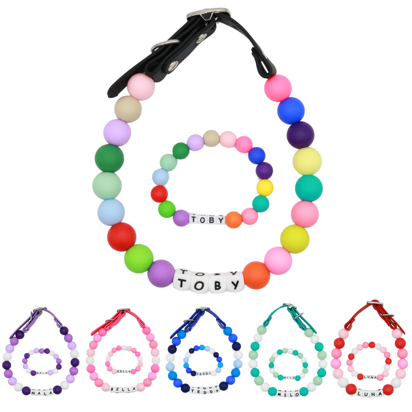 Friendship bracelet dog collar and bracelet set - Matching dog and owner- Adjustable