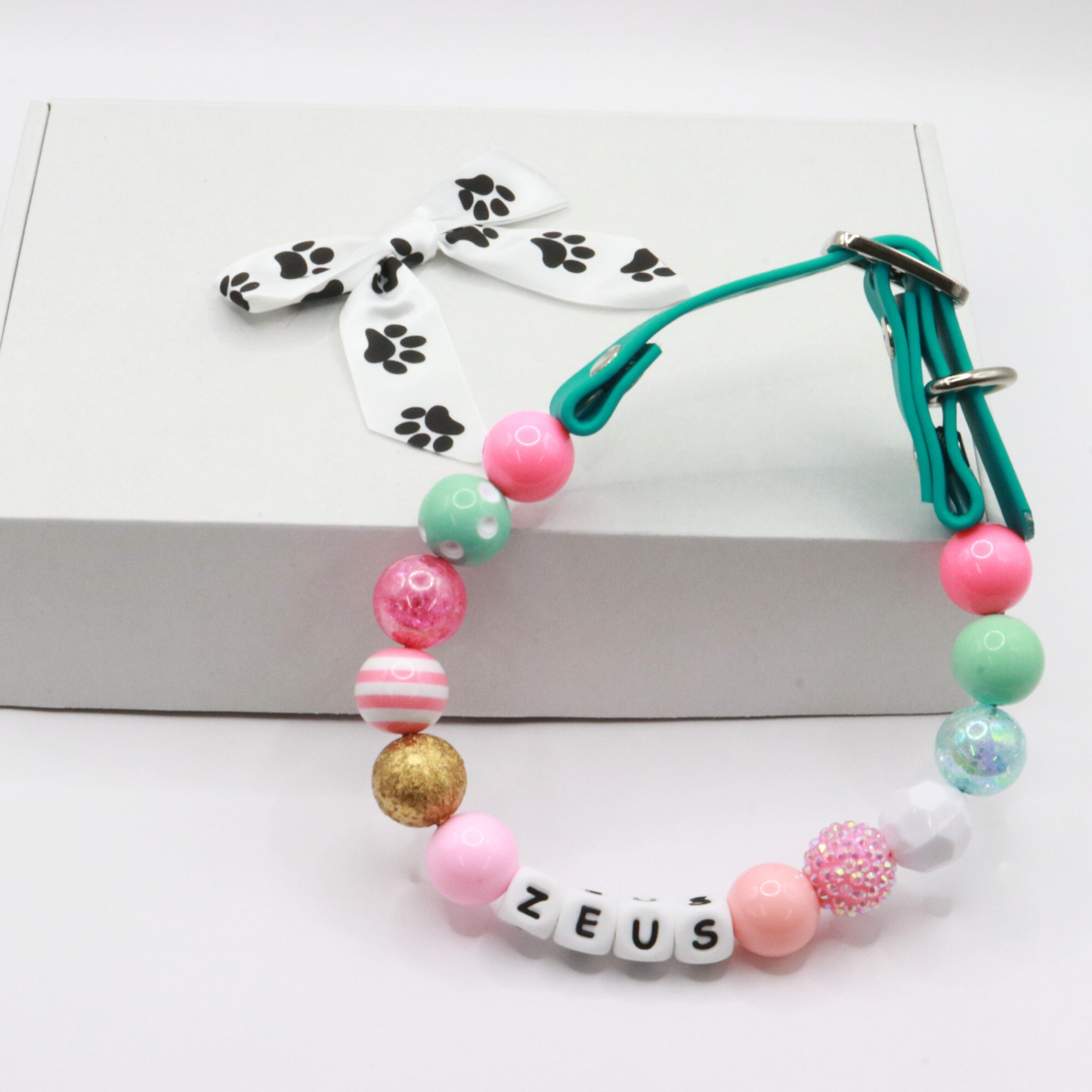 Easter Beaded Name Dog Collar- Adjustable