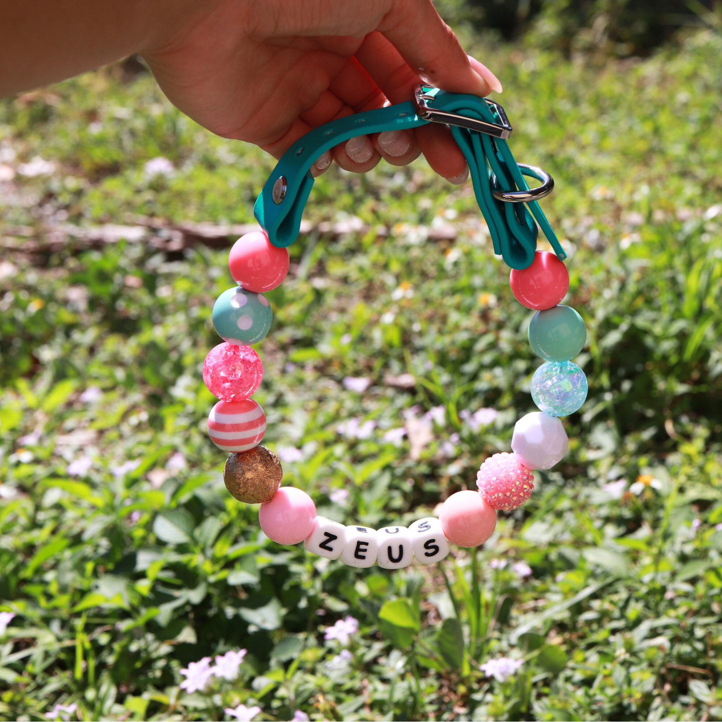 Easter Beaded Name Dog Collar- Adjustable