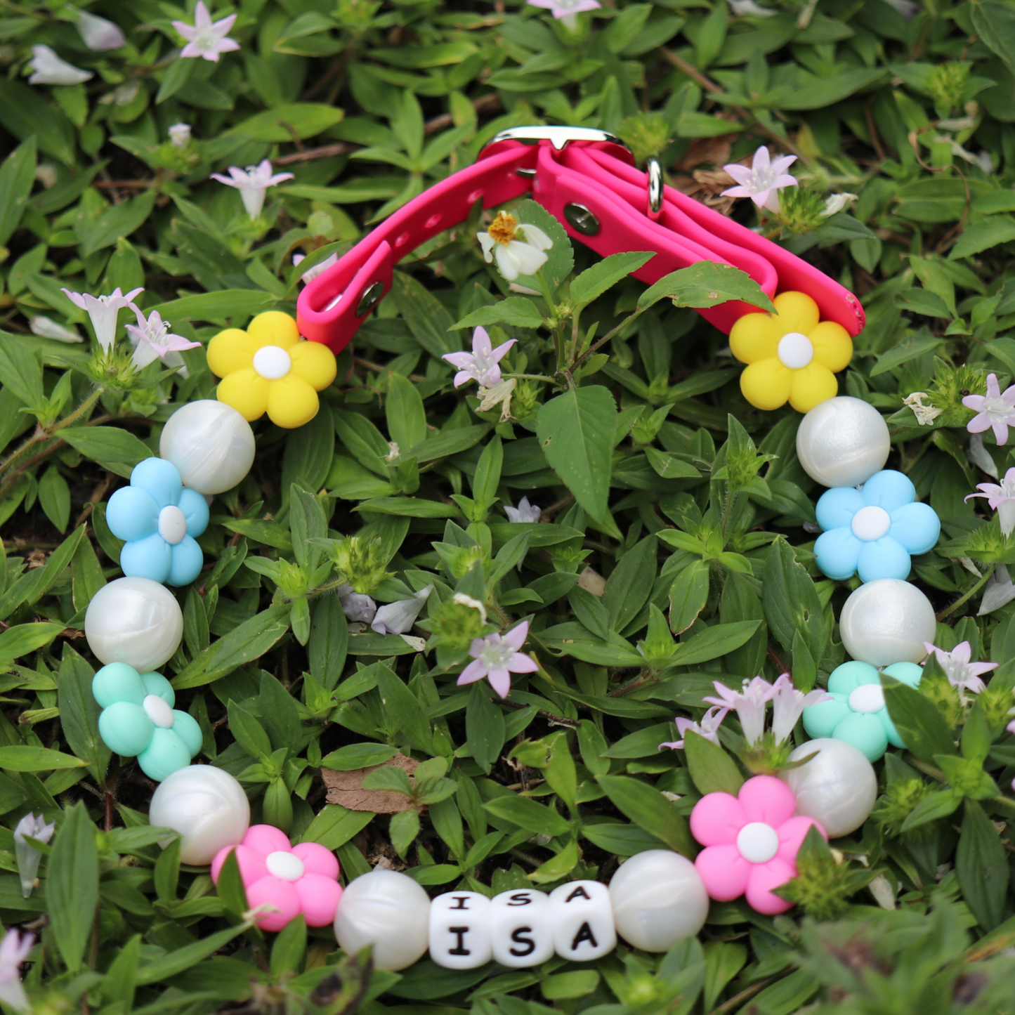 ¡Diseña tu propio collar AJUSTABLE para perros o gatos! Nombre, cuentas y correa personalizados