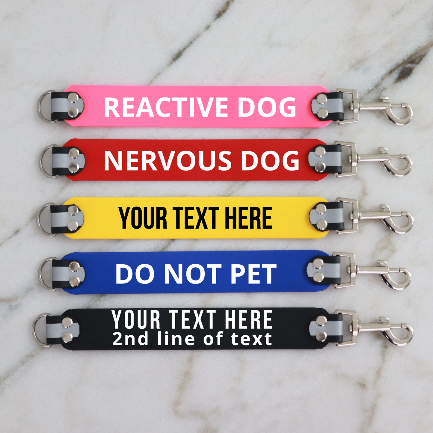 Custom leash warp with warning sign.