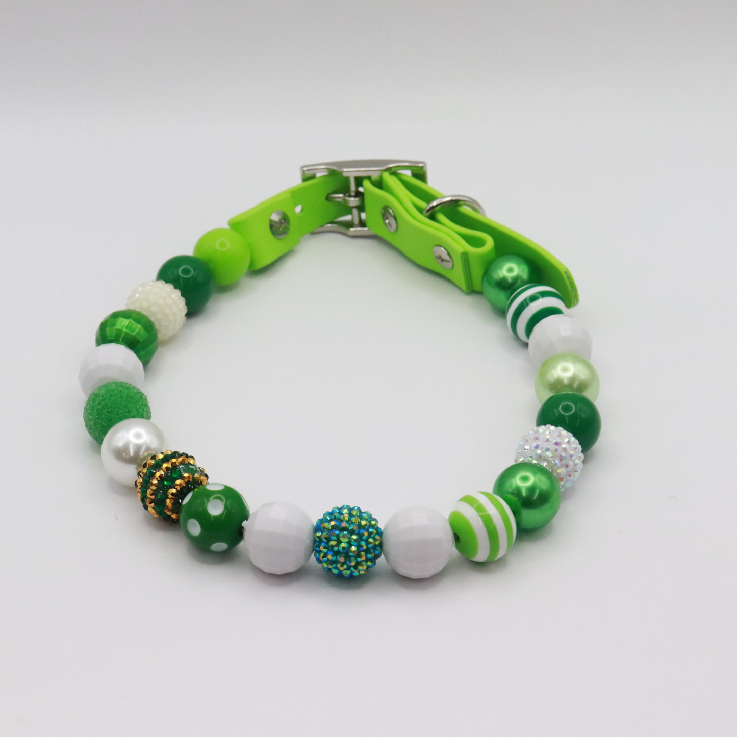 Adjustable Shiny Beaded St Patrick Dog Collar