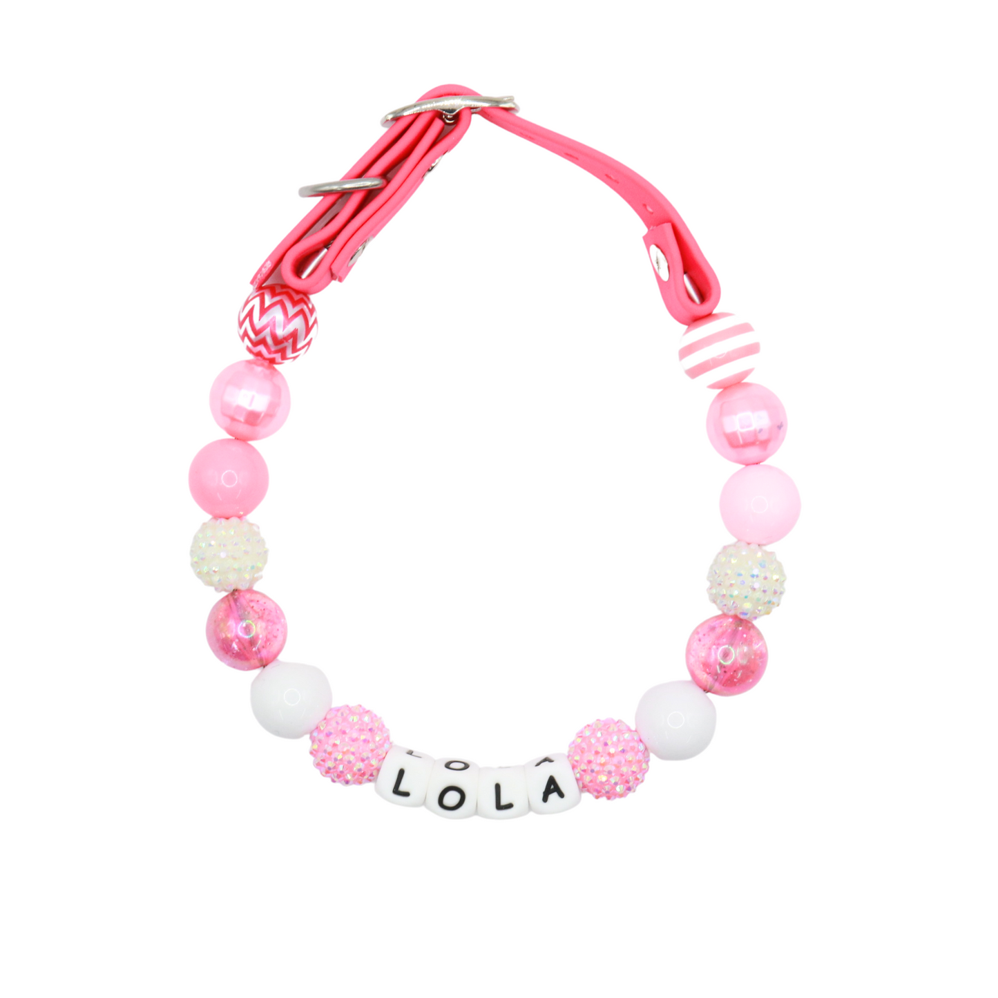 Adjustable Beaded Name Dog Collar-Rhinestone Beads 20MM