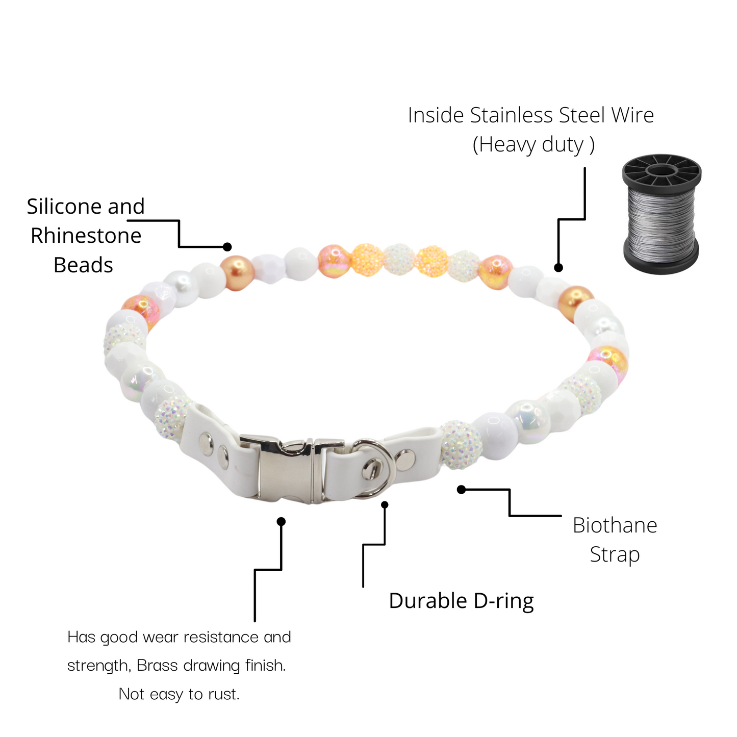 Collar de boda de Isabella - Plata/Naranja