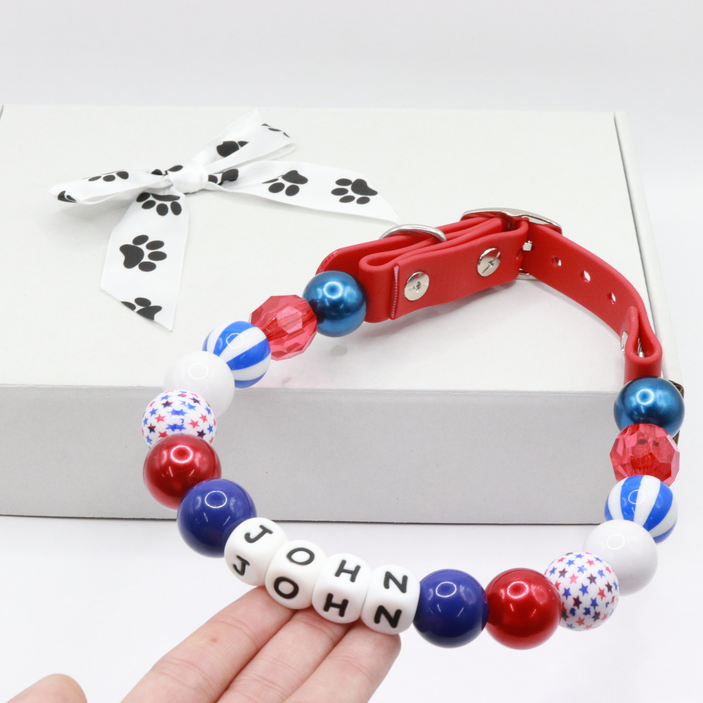 ¡Diseña tu propio collar AJUSTABLE para perros o gatos! Nombre, cuentas y correa personalizados