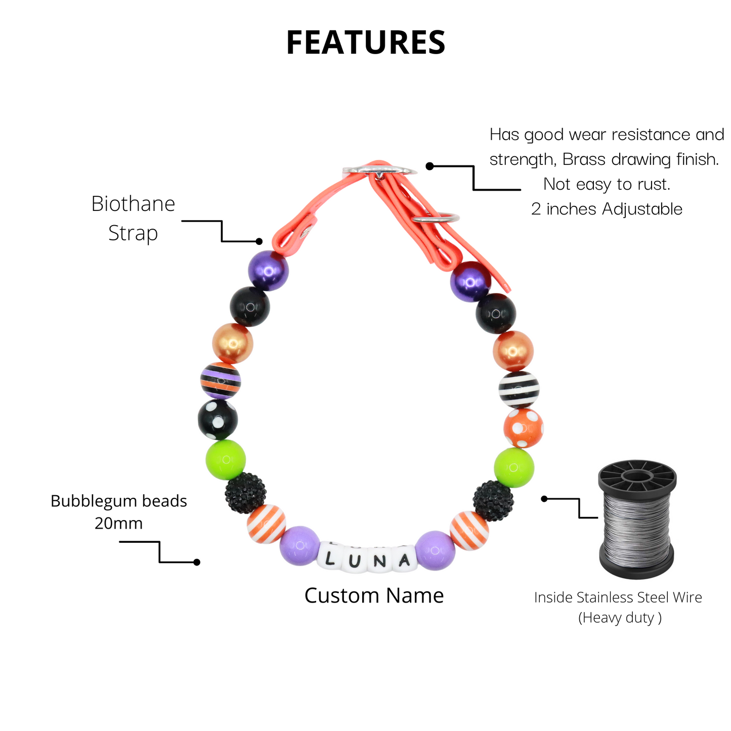 Custom Halloween Dog Collar- Adjustable