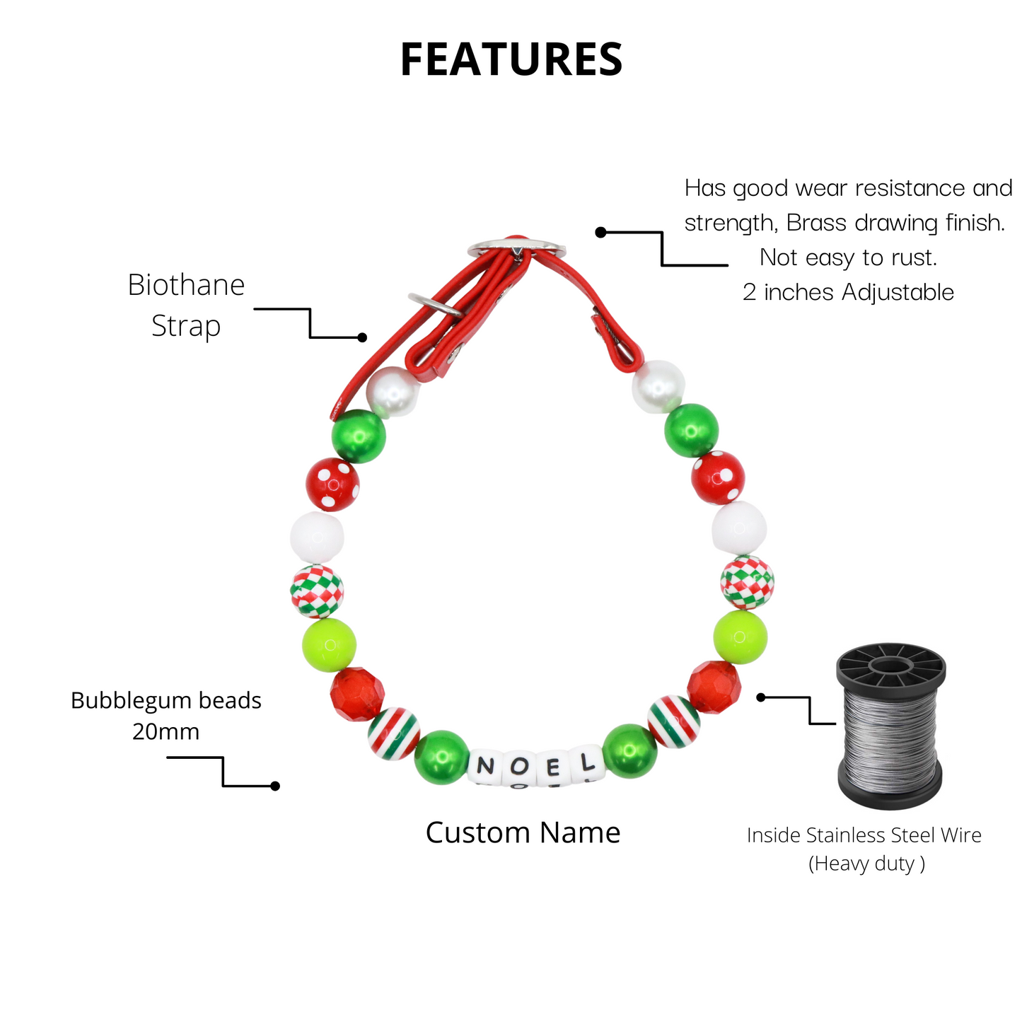 Custom Christmas Dog Collar-Adjustable