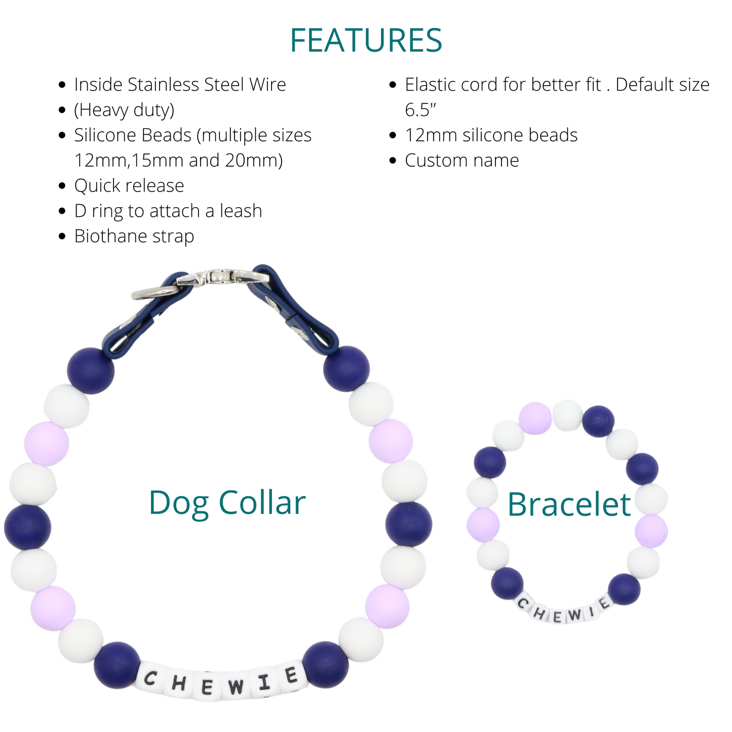 Friendship bracelet dog collar and bracelet set - Matching dog and owner- Quick Release