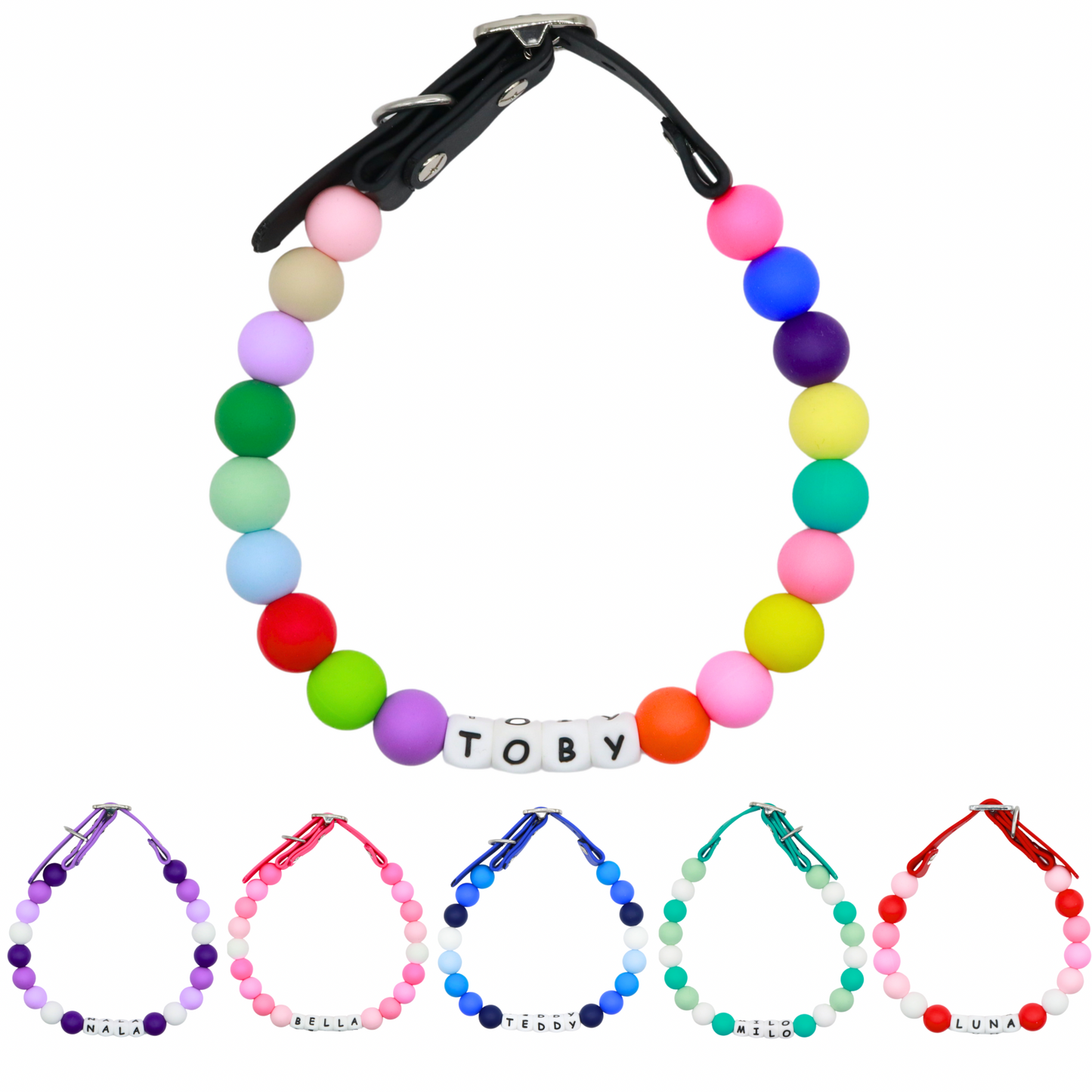 Design your own ADJUSTABLE Dog/Cat Collar! Custom name, beads and strap