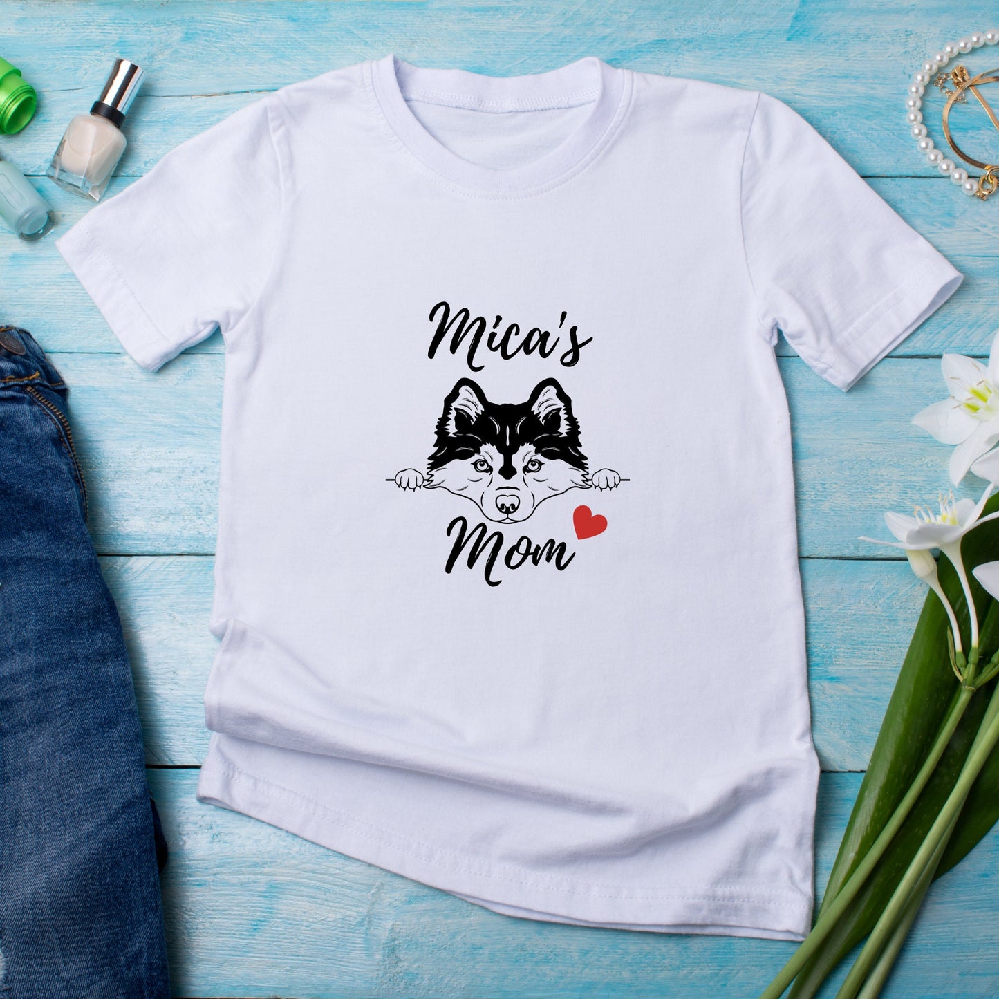 Camiseta de mamá Pomsky-Camiseta de papá Pomsky