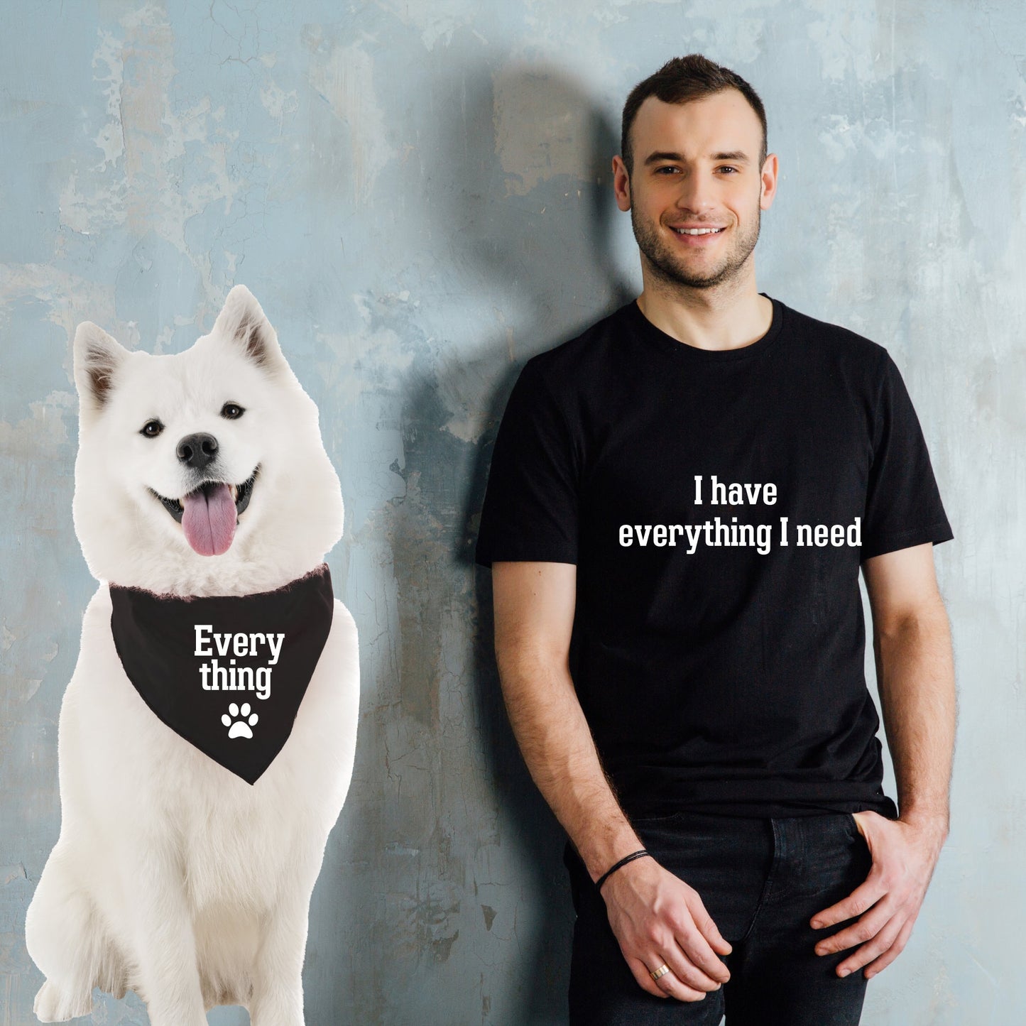 Camisa divertida y bandana para perro a juego con perro y dueño