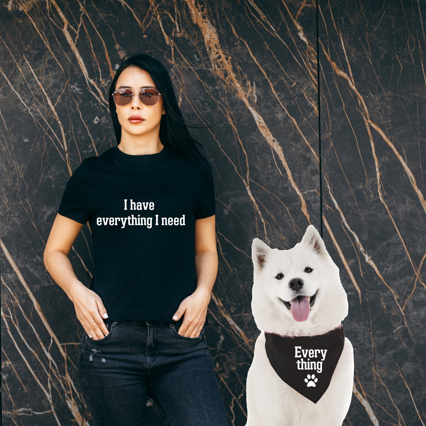 Camisa divertida y bandana para perro a juego con perro y dueño