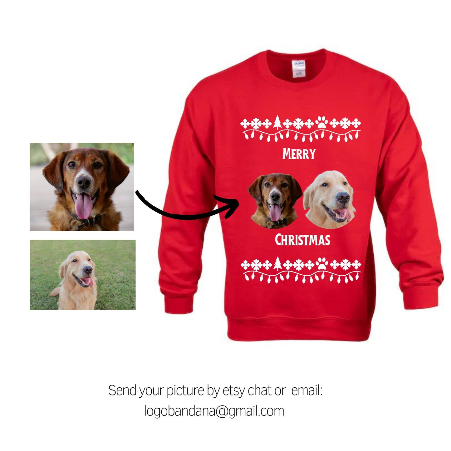 Suéter navideño personalizado con cara de perro, suéter feo y divertido