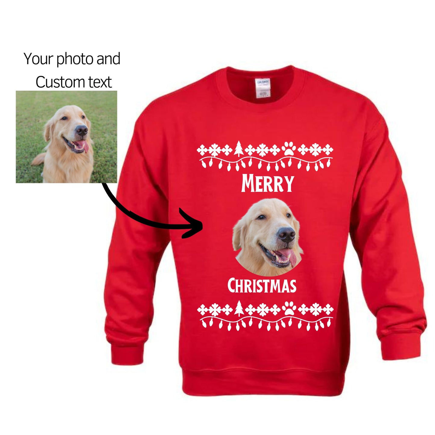 Suéter navideño personalizado con cara de perro, suéter feo y divertido