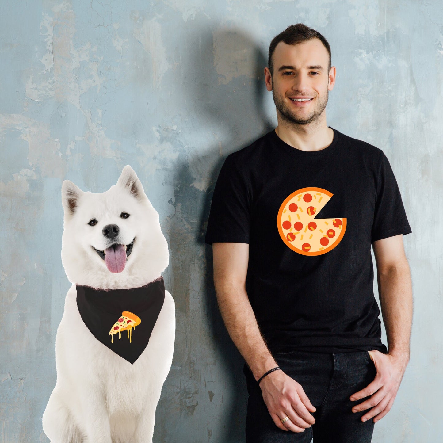 Perro y dueño a juego - Porción de pizza