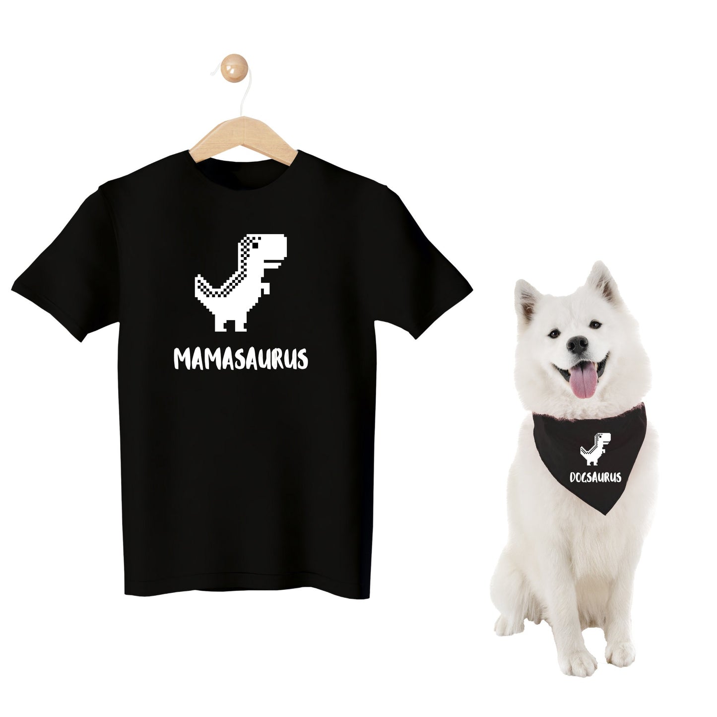 Perro y dueño a juego Mamasaurus