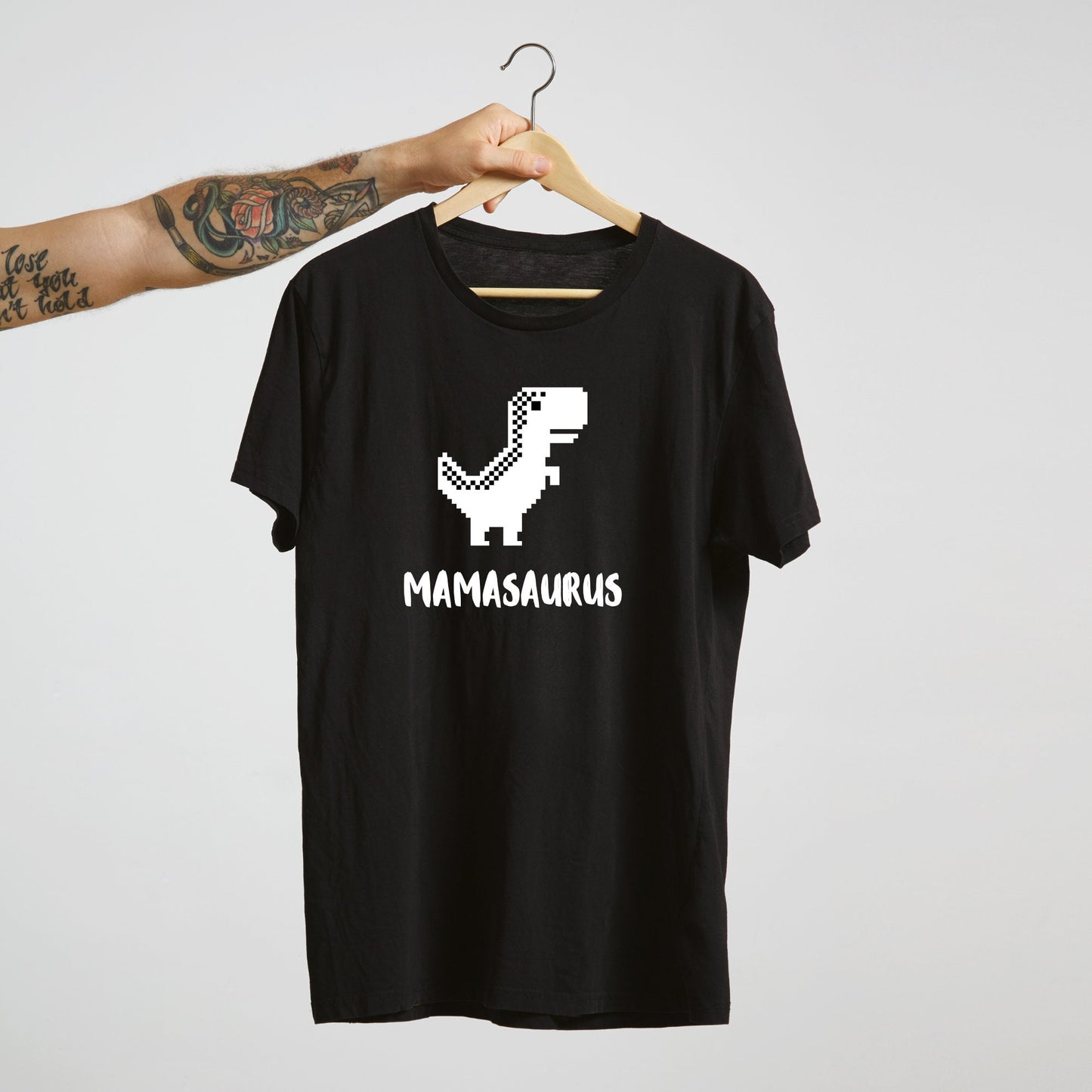 Perro y dueño a juego Mamasaurus