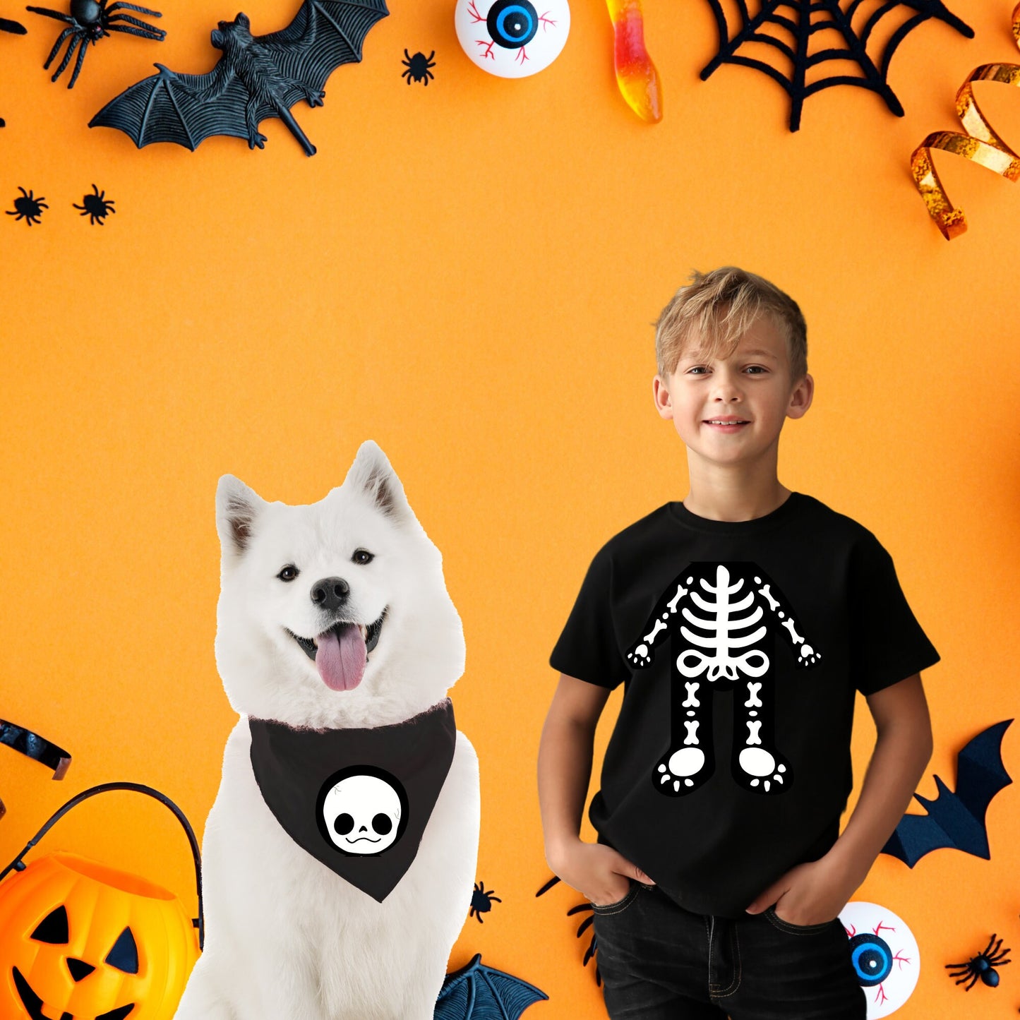 Disfraces de Halloween a juego para perros y dueños: esqueleto