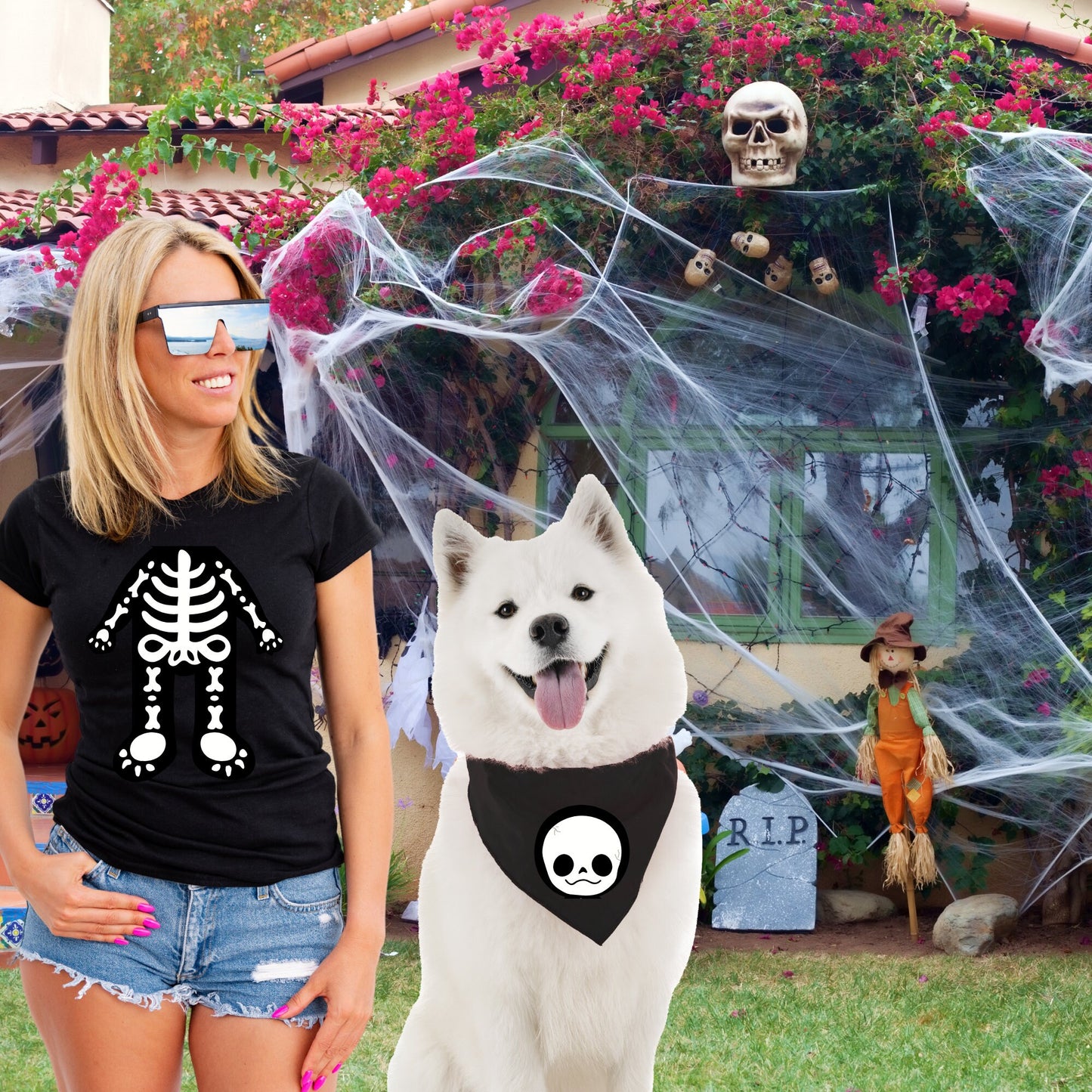 Disfraces de Halloween a juego para perros y dueños: esqueleto