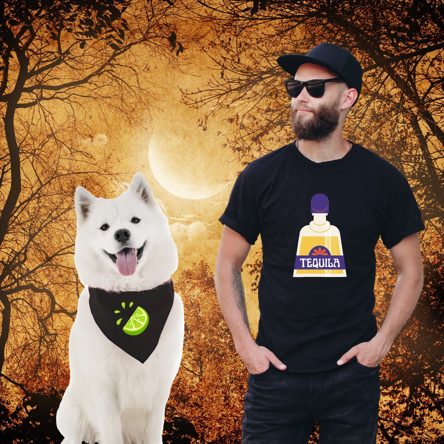 Disfraces de Halloween a juego para perros y dueños: tequile y limón