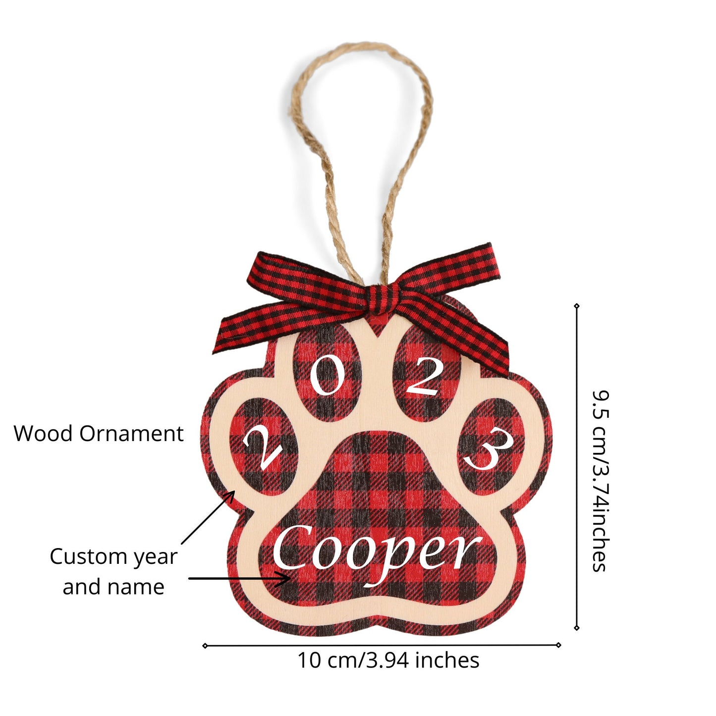 Custom Dog Name Paw Print Ornament