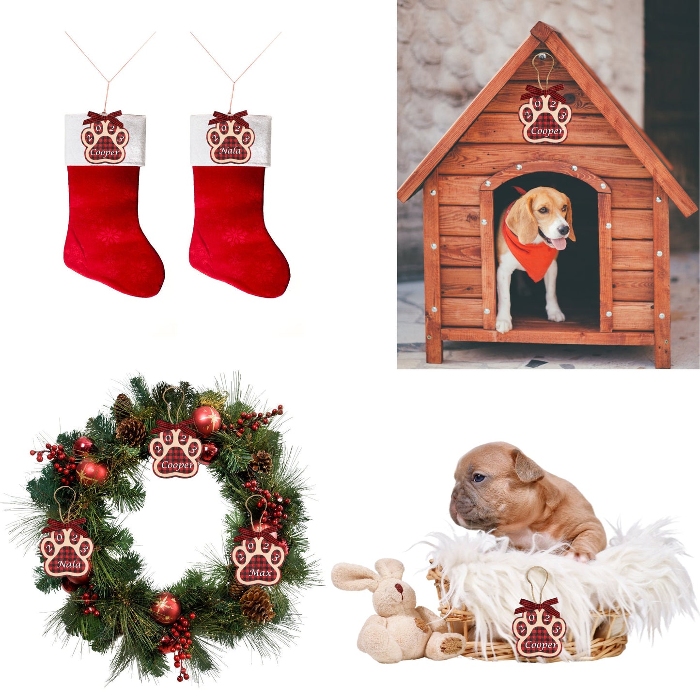 Custom Dog Name Paw Print Ornament