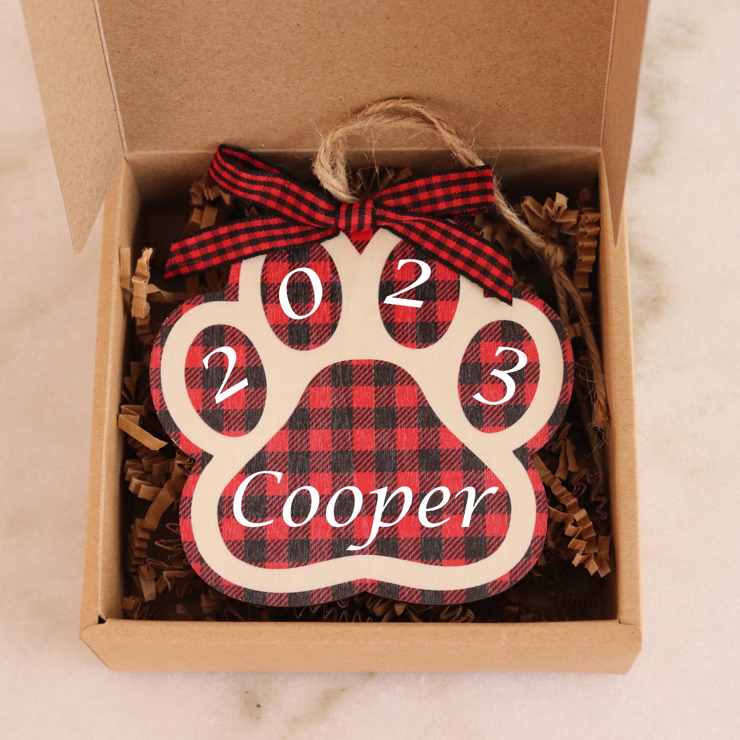Custom Dog Name Paw Print Ornament