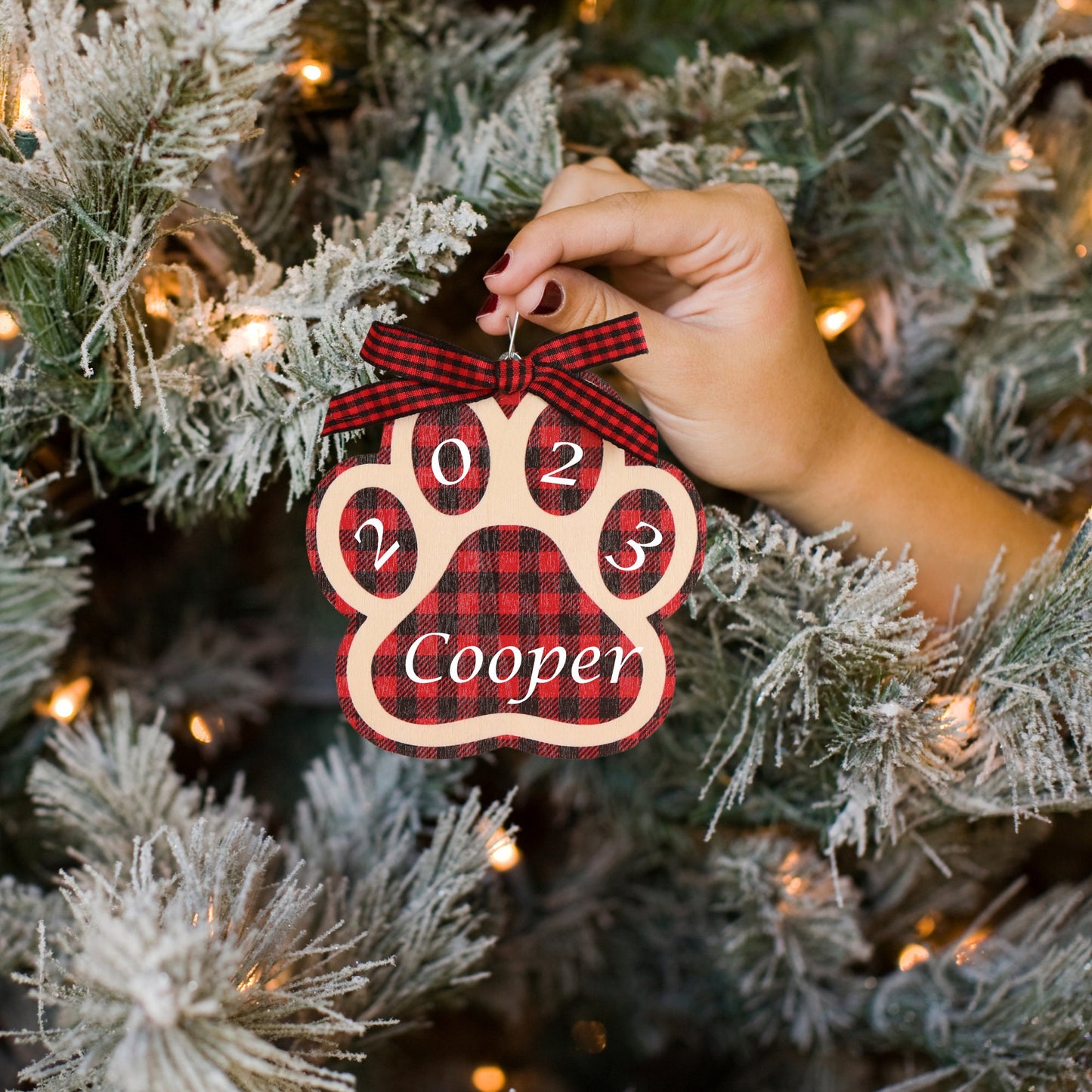 Custom Dog Name Paw Print Ornament