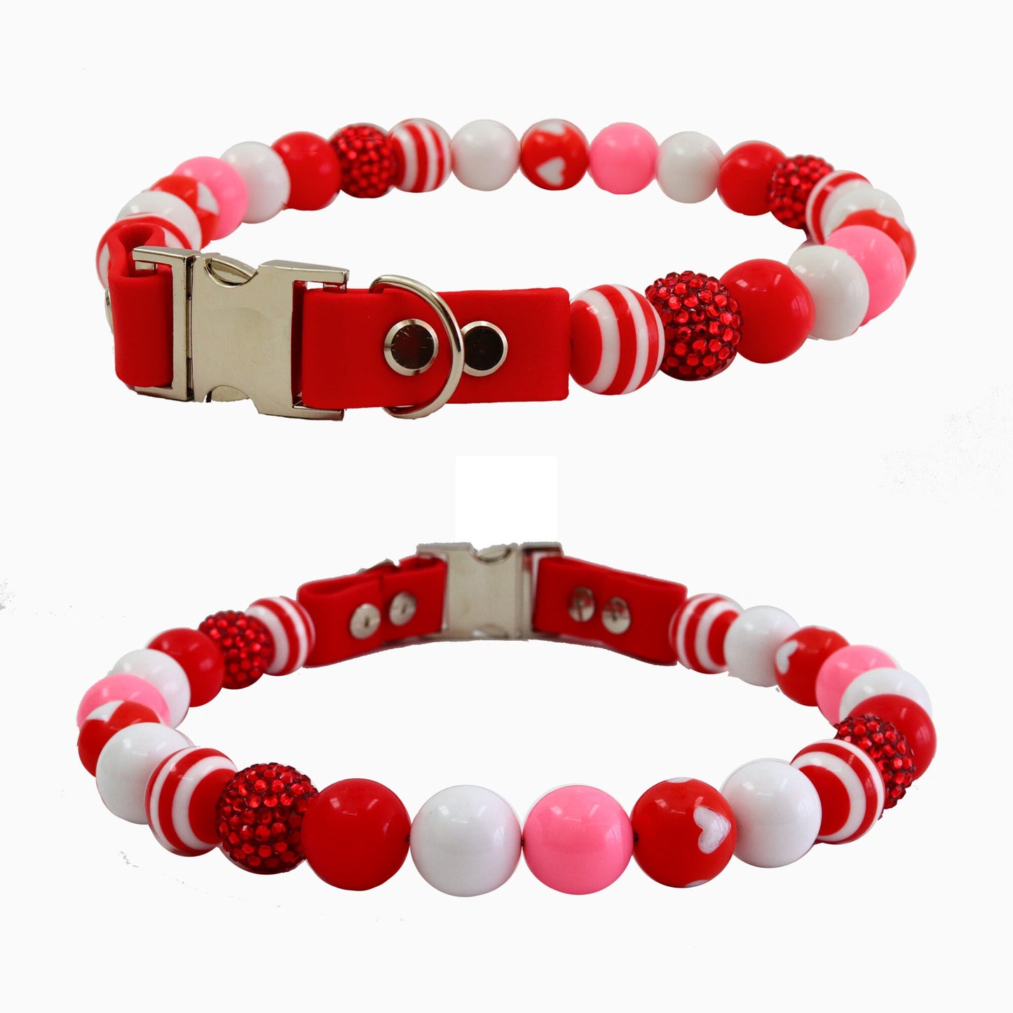 Collar de perro con cuentas para el día de San Valentín