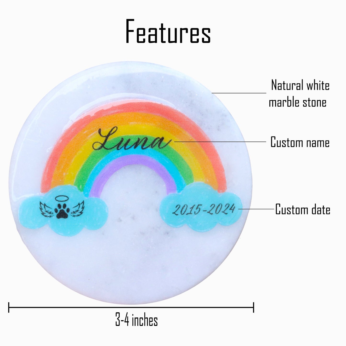 Piedra conmemorativa para mascotas: Piedra de jardín Rainbow Bridge