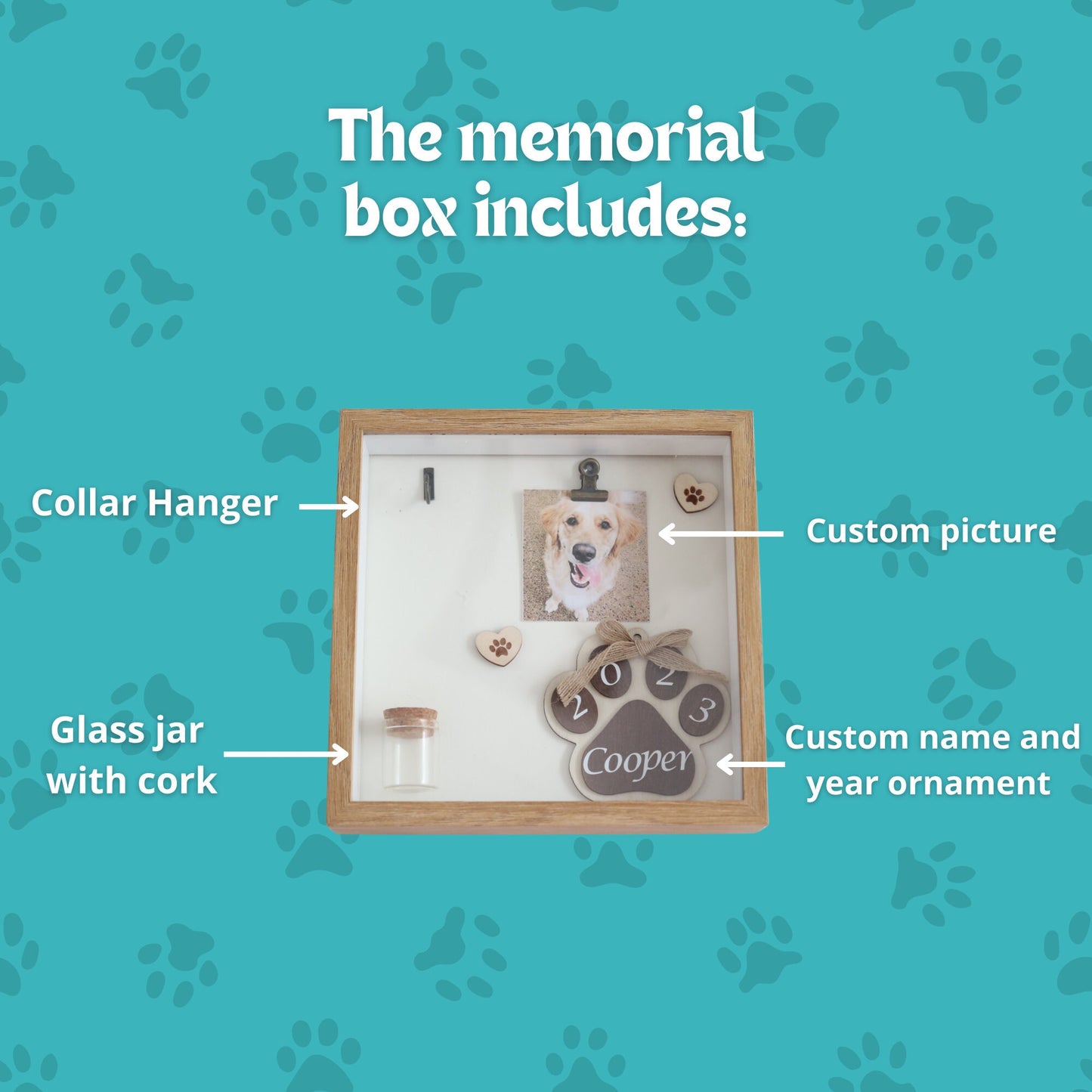 Caja de sombras conmemorativa personalizada para mascotas