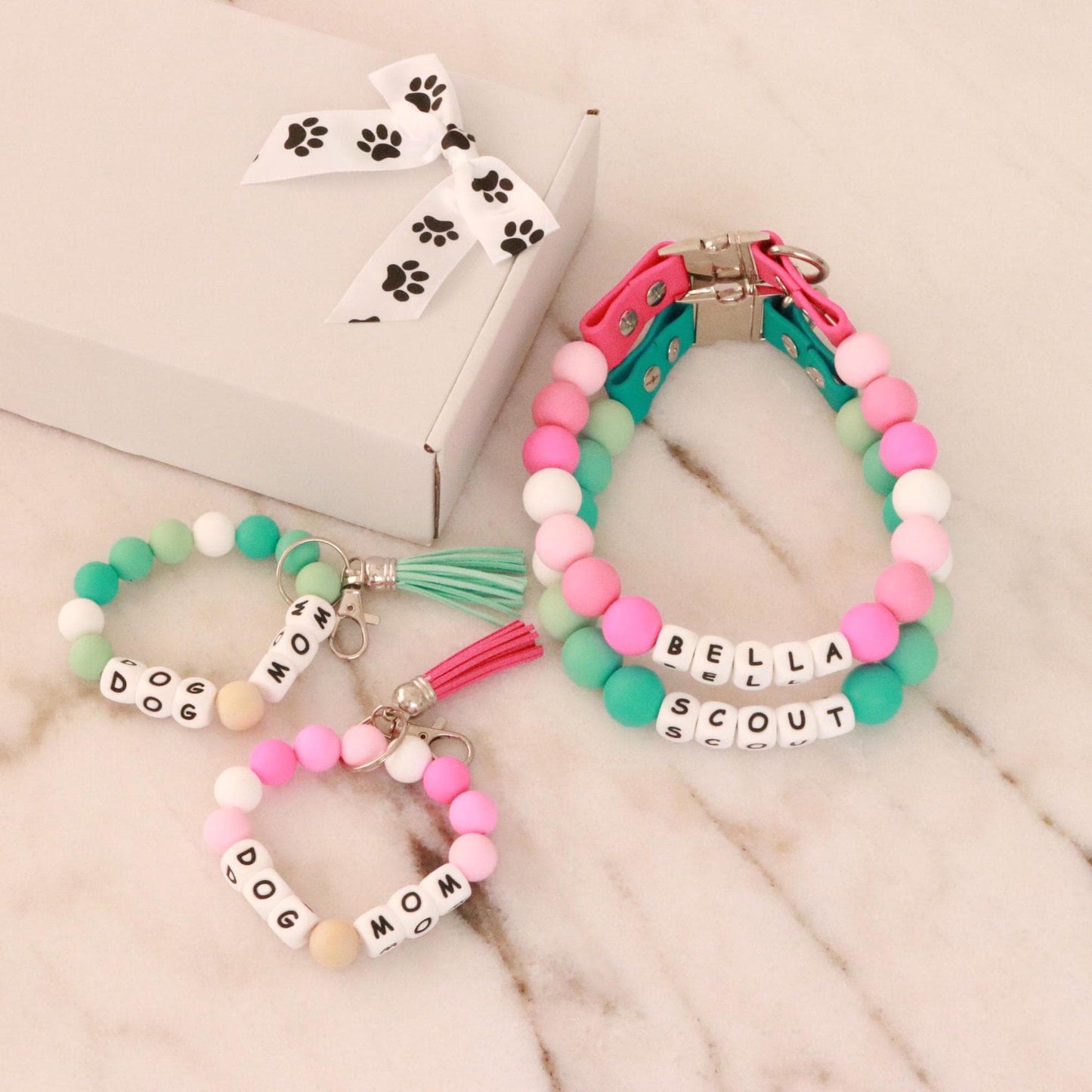 Friendship bracelet dog collar and bracelet fancy designer set - Matching dog and owner