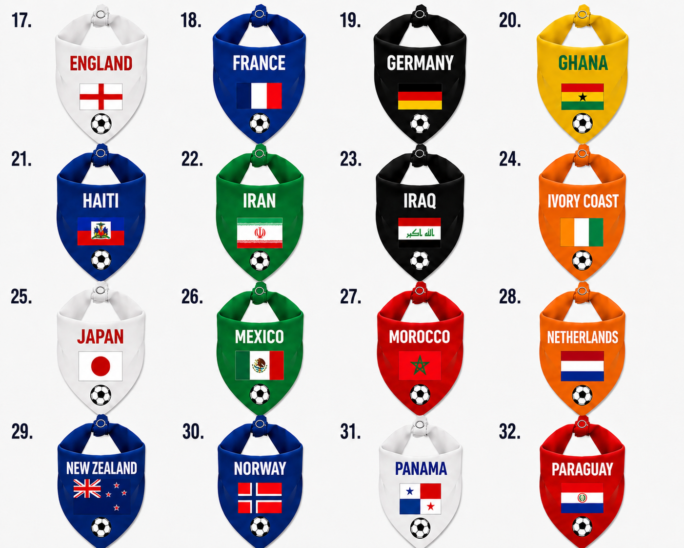 Dog & cat soccer bandana with country flag