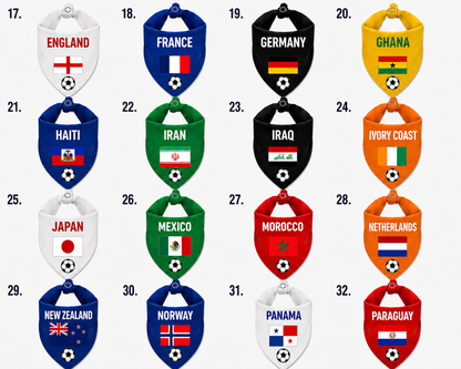 Dog & cat soccer bandana with country flag