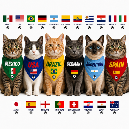 Dog & cat soccer bandana with country flag