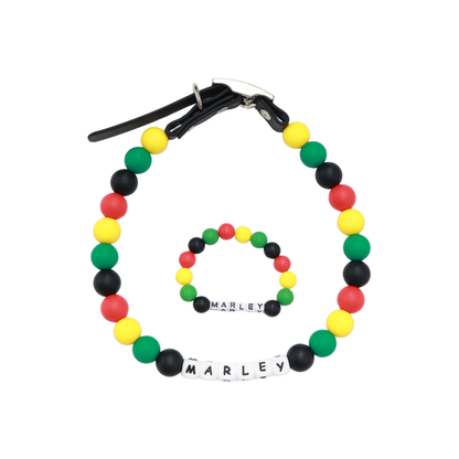 Rastafari friendship bracelet dog collar and bracelet set- Matching dog and owner- Adjustable