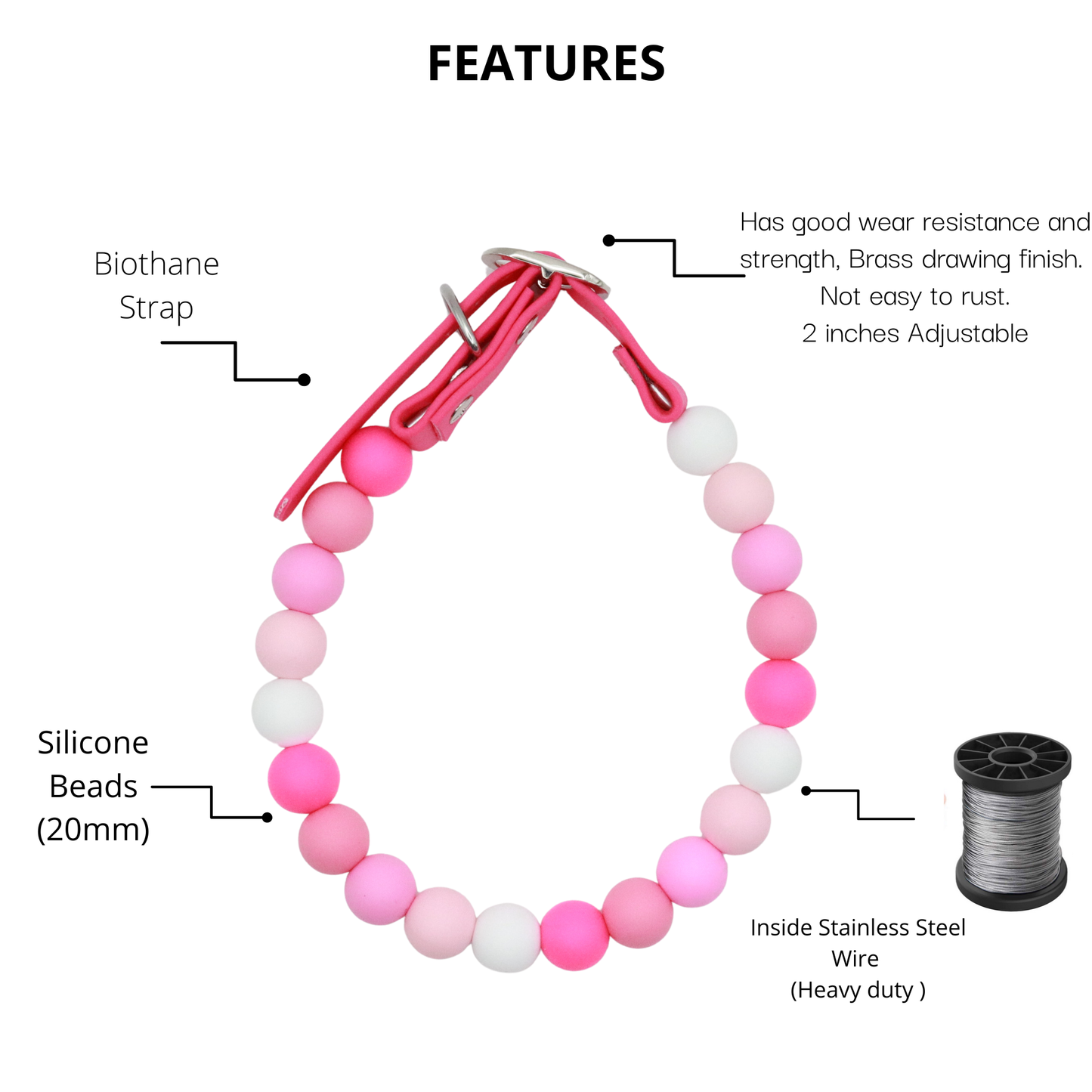 Adjustable Beaded Dog Collar