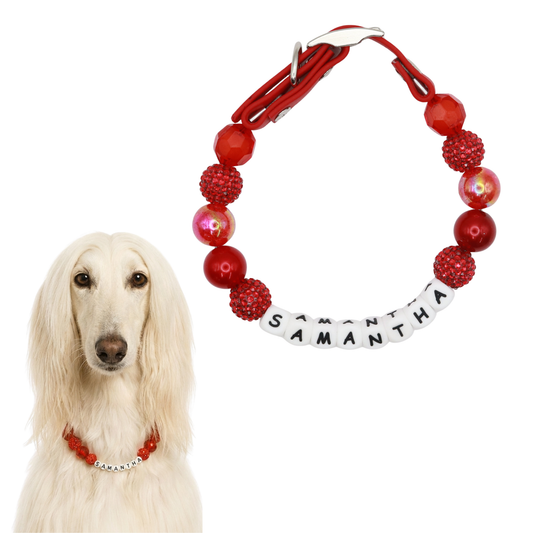 ¡Diseña tu propio collar AJUSTABLE para perros o gatos! Nombre, cuentas y correa personalizados