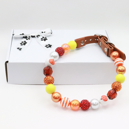 Beaded Thankgiving Dog Collar- Adjustable