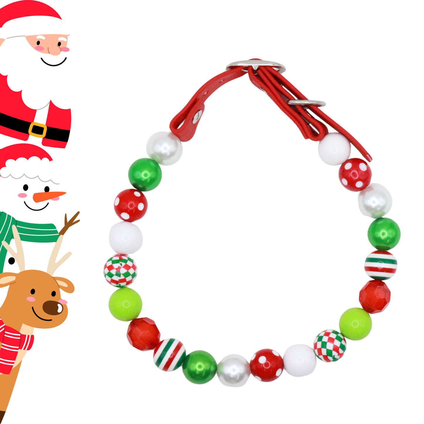 Shiny Beaded Christmas Dog Collar-Adjustable