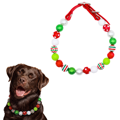Shiny Beaded Christmas Dog Collar-Adjustable