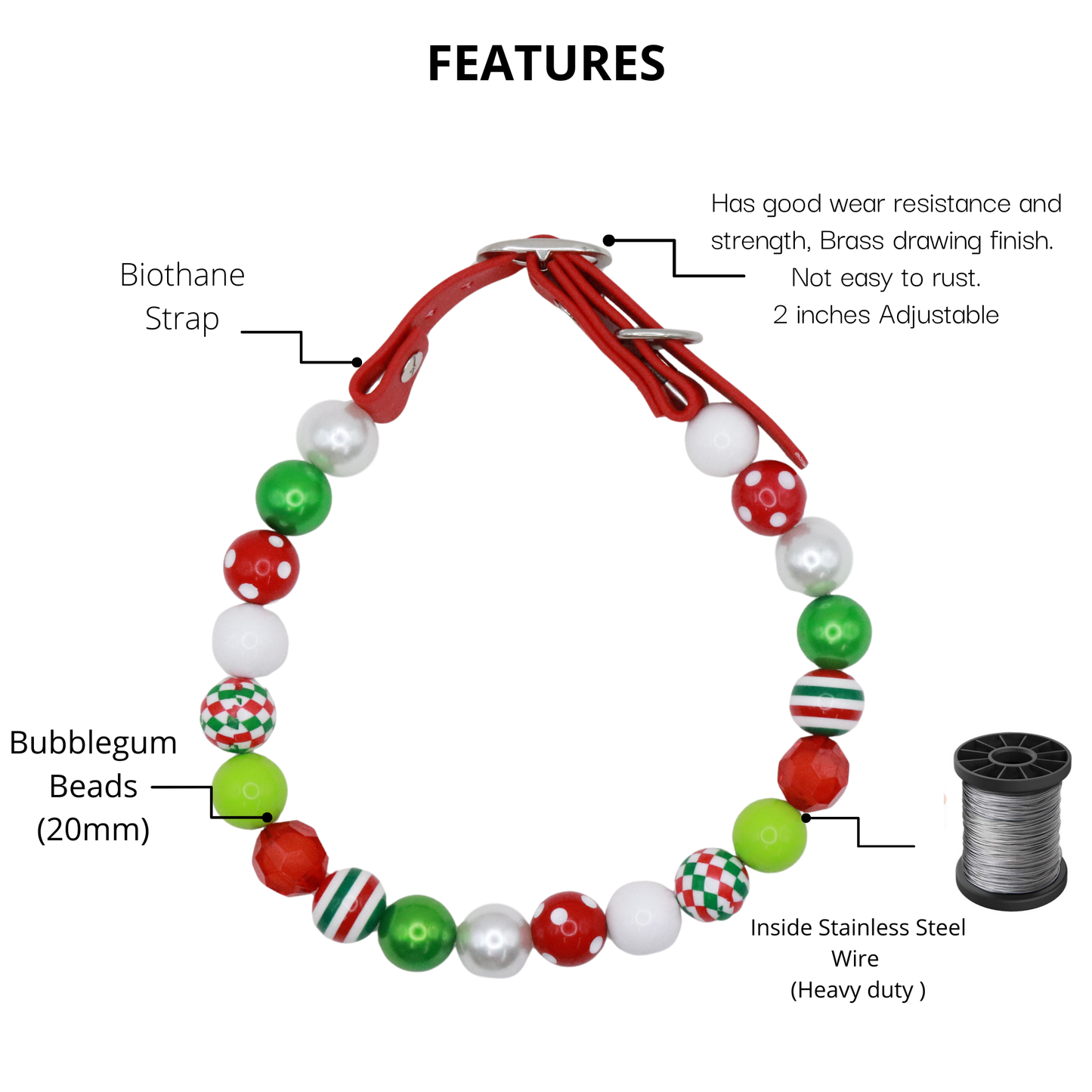 Shiny Beaded Christmas Dog Collar-Adjustable