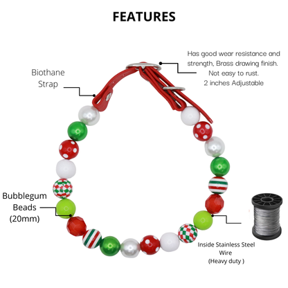 Shiny Beaded Christmas Dog Collar-Adjustable