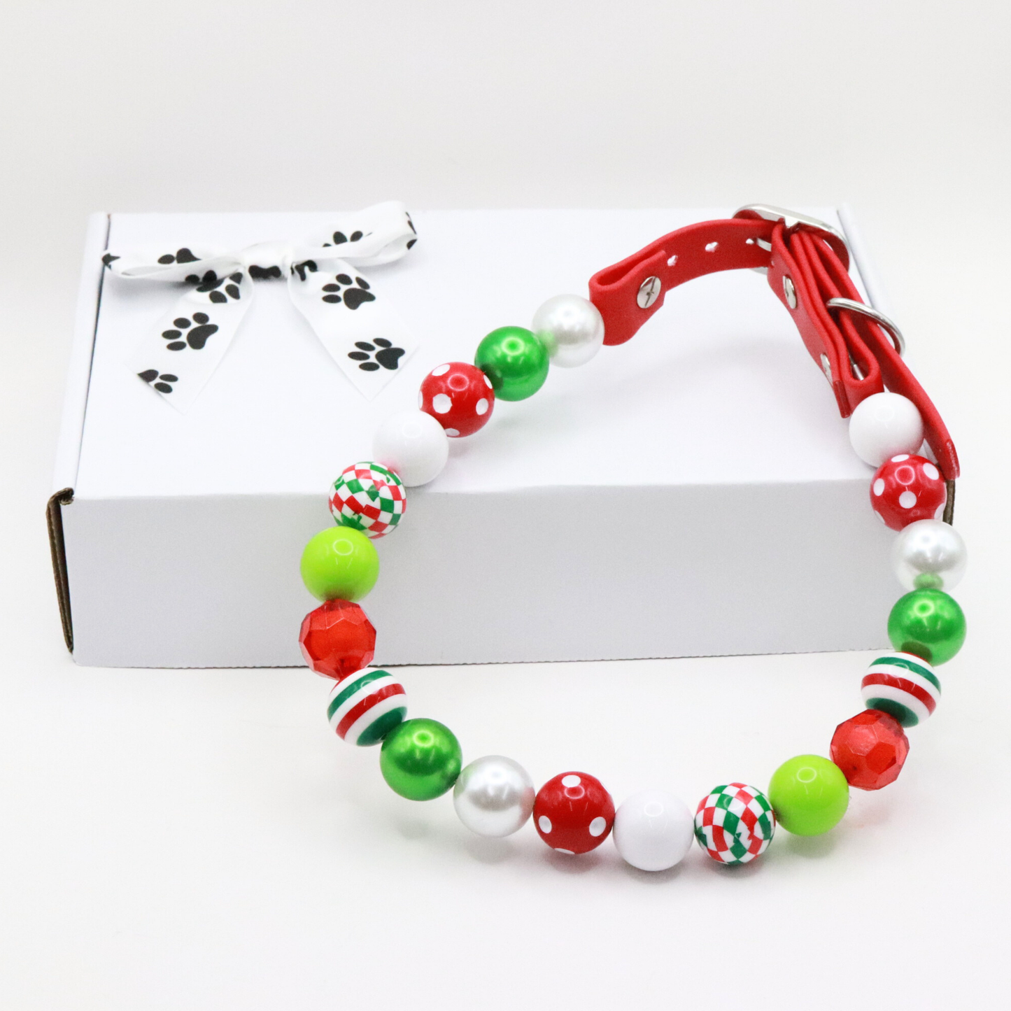 Shiny Beaded Christmas Dog Collar-Adjustable