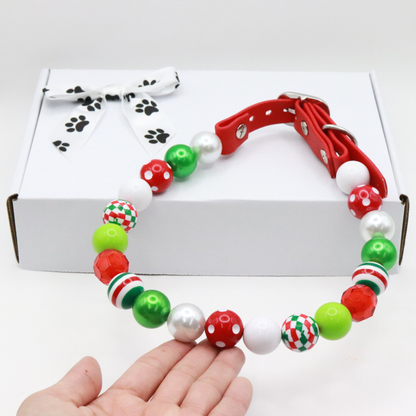 Shiny Beaded Christmas Dog Collar-Adjustable