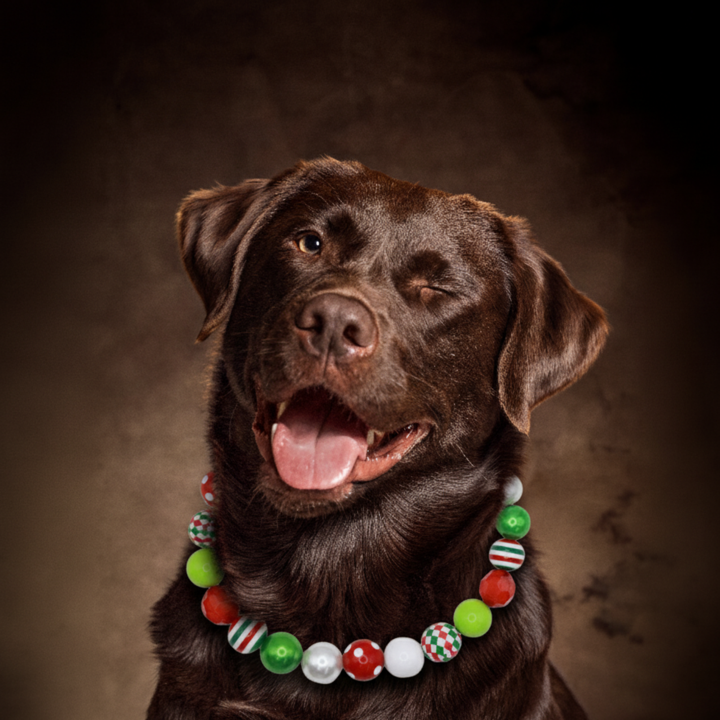 Shiny Beaded Christmas Dog Collar-Adjustable