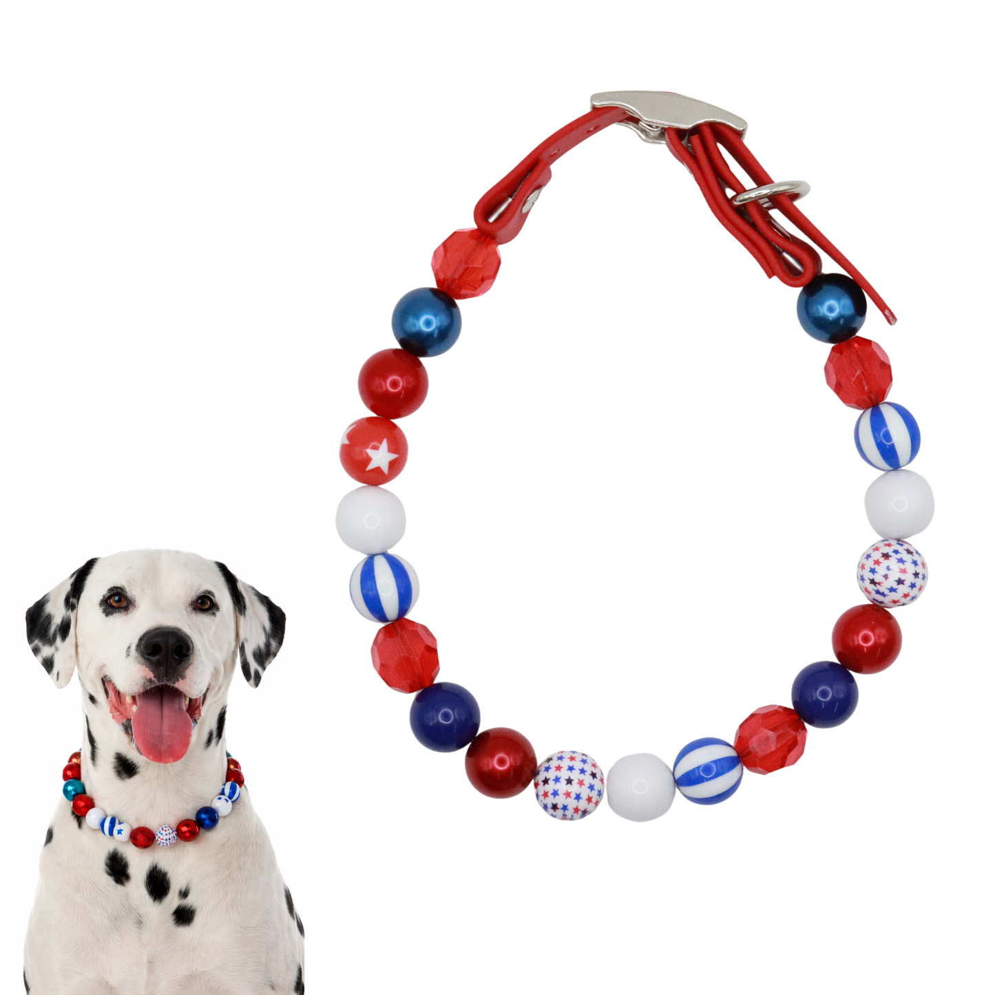 Adjustable shiny Beaded 4th july Dog Collar