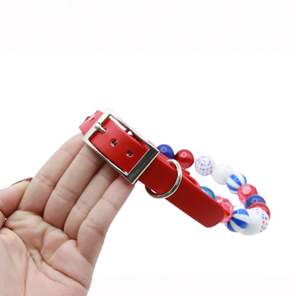 Adjustable shiny Beaded 4th july Dog Collar