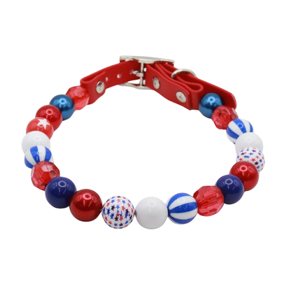 Adjustable shiny Beaded 4th july Dog Collar