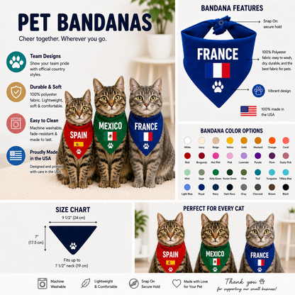 Dog & cat soccer bandana with country flag